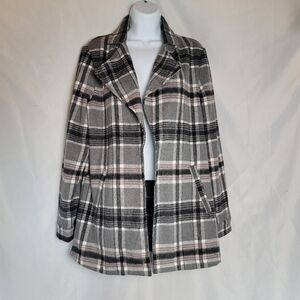 NWT CISONO Outerwear Flannel Shacket Women's Size M Black Pink Gray